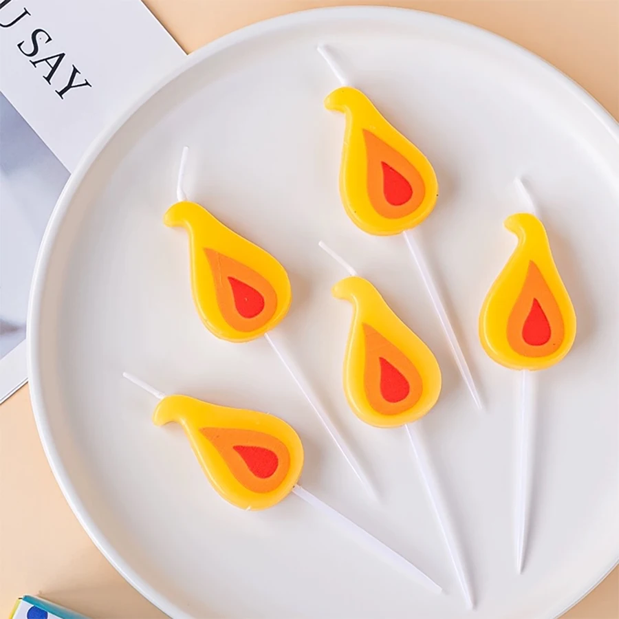 Yellow Flame Cake Candle Retro Cartoon Flame Candle Birthday Candle Internet Celebrity Christmas Decoration