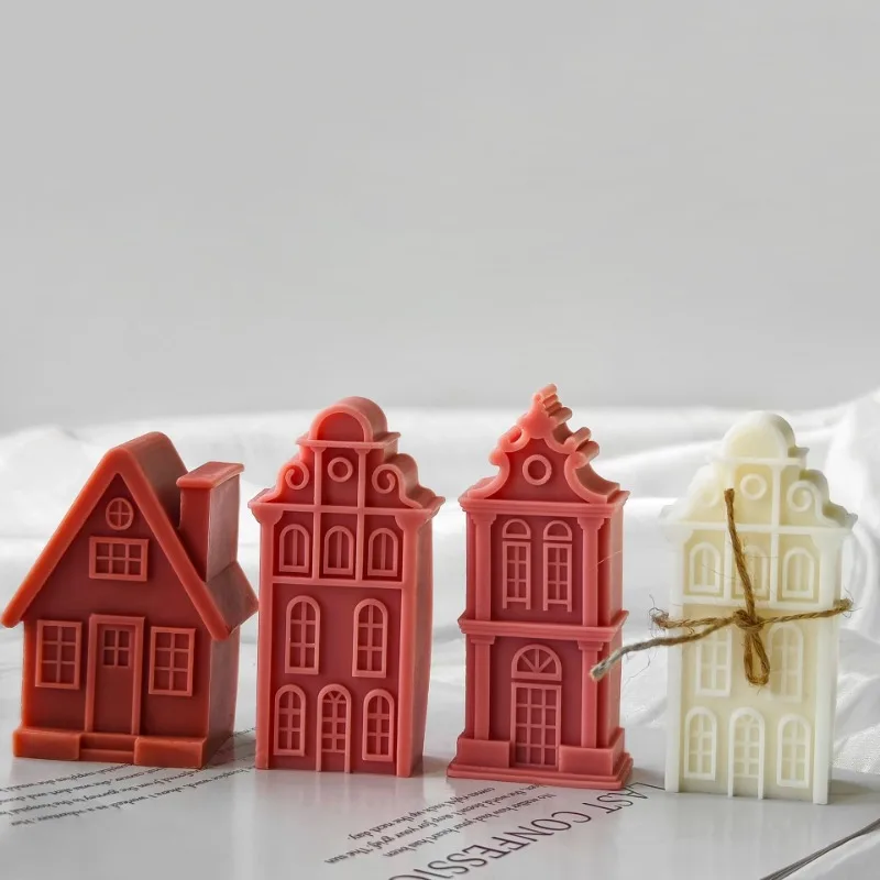 2026 Christmas House Silicone Candle Mold 3D Castle Villa Crafts Resin Gypsum Cement Mould Christmas Gift Festival Decoration