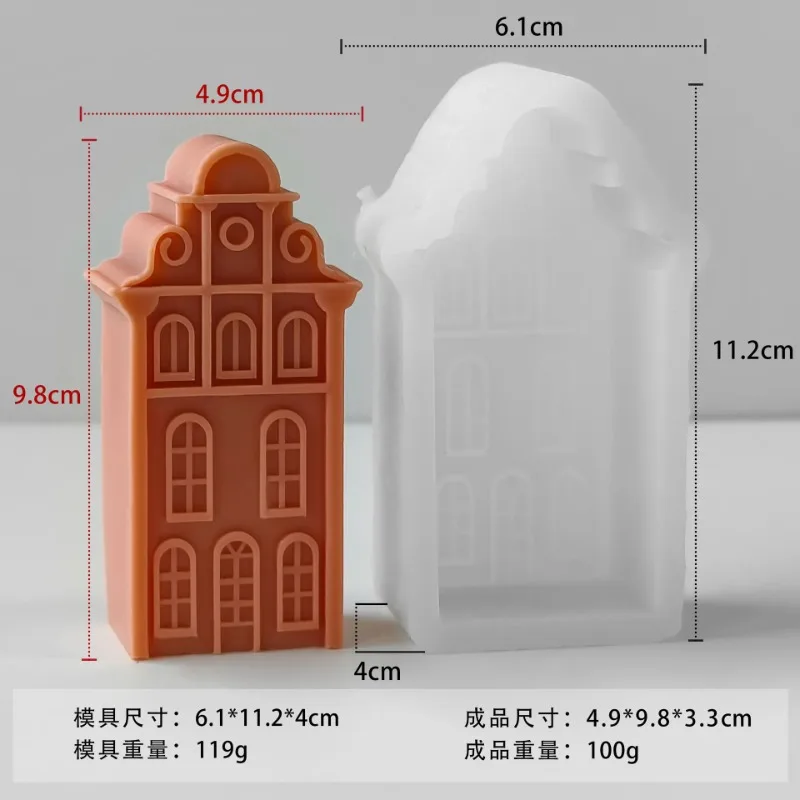 2026 Christmas House Silicone Candle Mold 3D Castle Villa Crafts Resin Gypsum Cement Mould Christmas Gift Festival Decoration