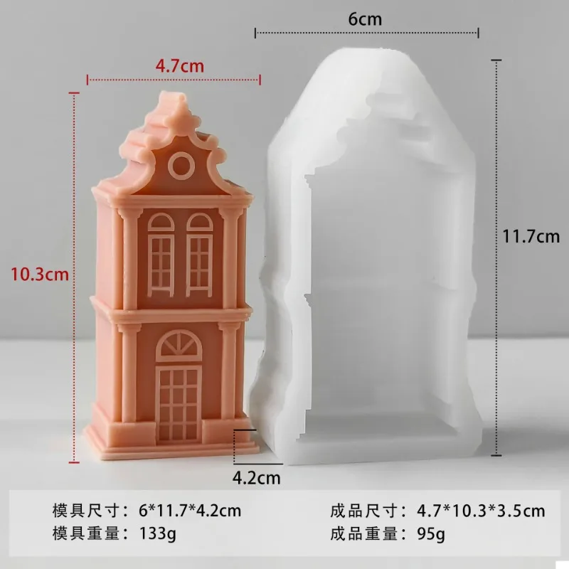 2026 Christmas House Silicone Candle Mold 3D Castle Villa Crafts Resin Gypsum Cement Mould Christmas Gift Festival Decoration