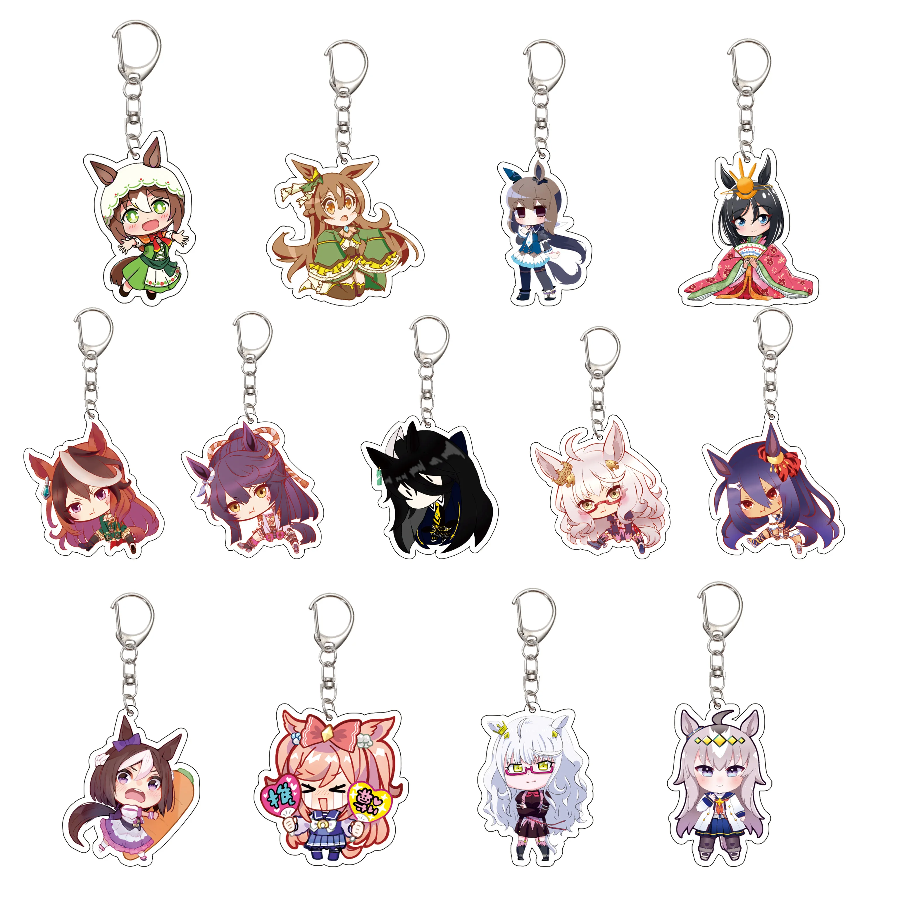 55MM Anime Pretty Derby Keychain Oguri Cap Special Week Silence Suzuka Tokai Teio Key Chain Acrylic Model Plate Christmas Gifts
