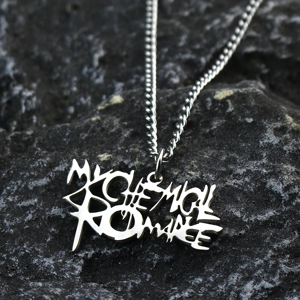 Rock Band My Chemical Romance Necklaces Cosplay MCR Stainless Steel Guitar Pick Pendant Necklace Cos Accessories Christmas Gifts