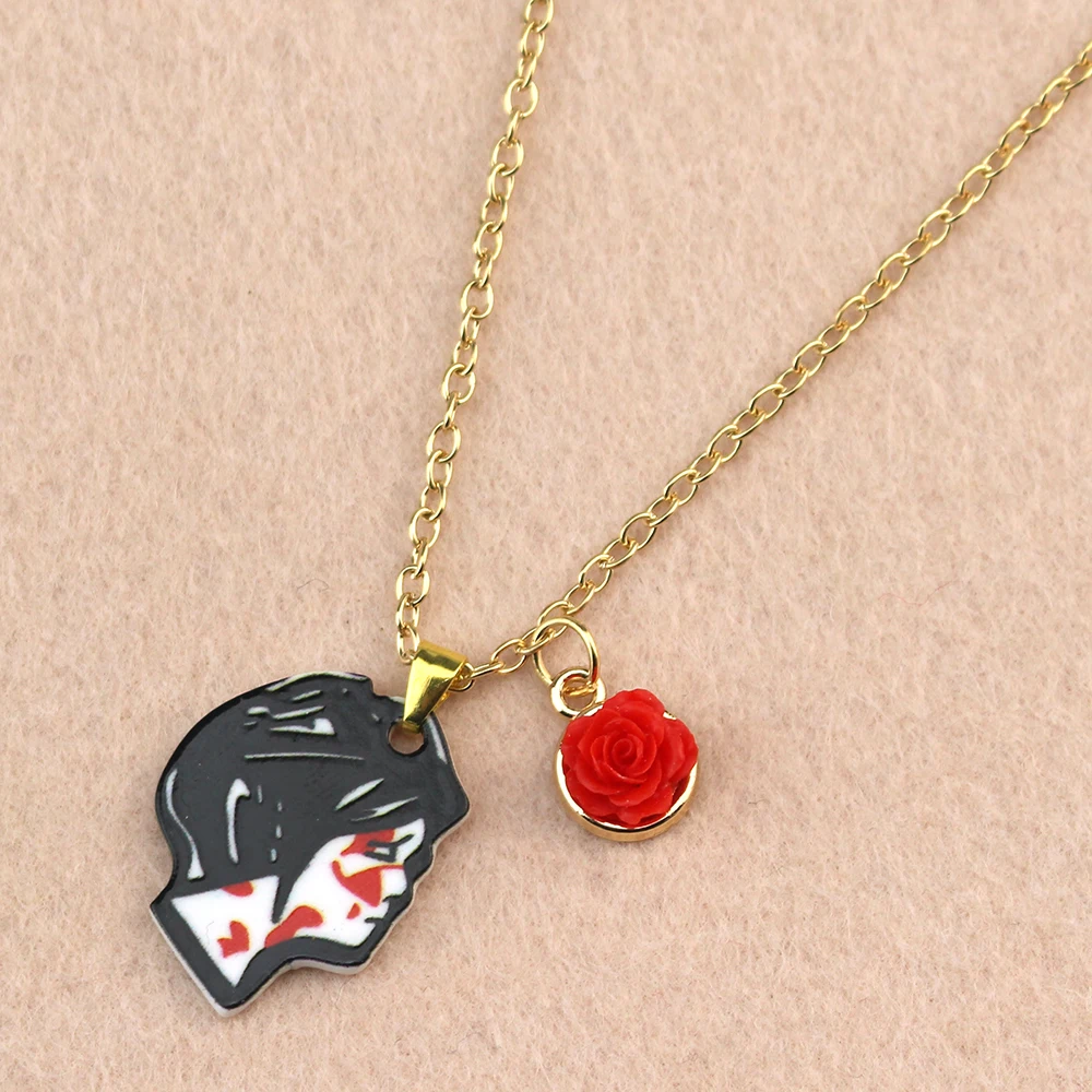 Rock Band My Chemical Romance Necklaces Cosplay MCR Stainless Steel Guitar Pick Pendant Necklace Cos Accessories Christmas Gifts