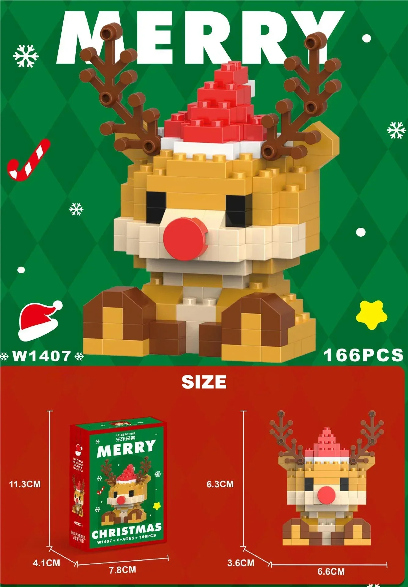 Christmas Gifts Micro Building Block Series Santa Claus Reindeer Puzzle Assembling Bricks Table Decoration Toys Kids