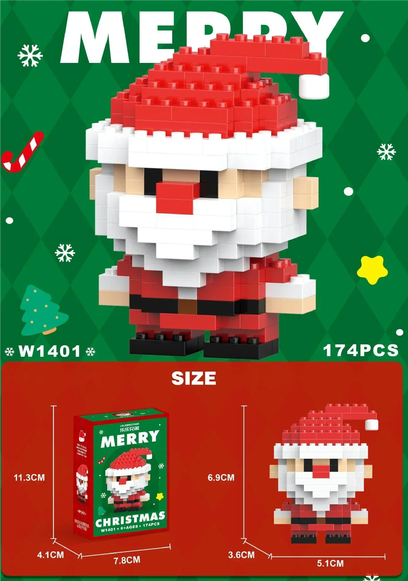 Christmas Gifts Micro Building Block Series Santa Claus Reindeer Puzzle Assembling Bricks Table Decoration Toys Kids