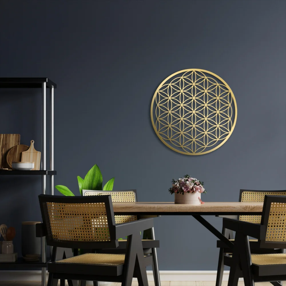 1PC Flower of Life & Lotus Metal Wall Sculpture | Halloween & Christmas Gift, Bedroom/Living Room/Couch Above Decor
