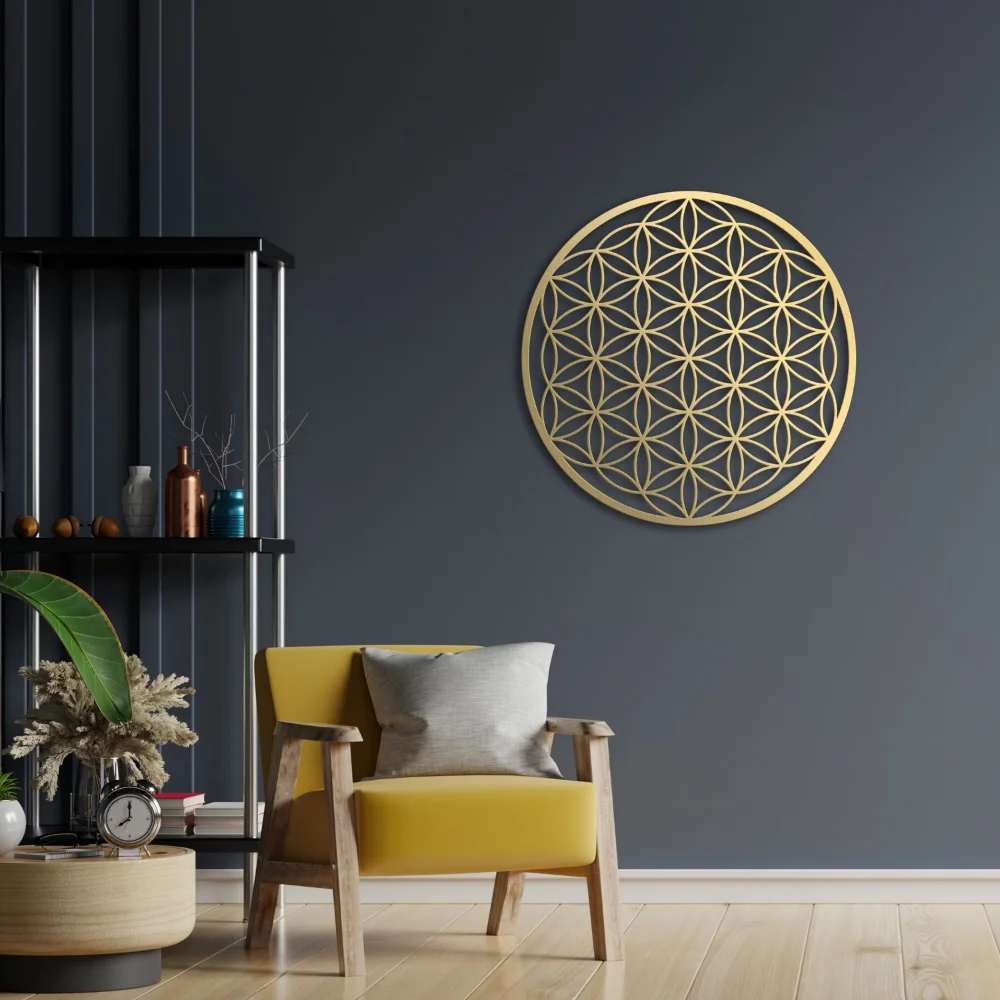 1PC Flower of Life & Lotus Metal Wall Sculpture | Halloween & Christmas Gift, Bedroom/Living Room/Couch Above Decor