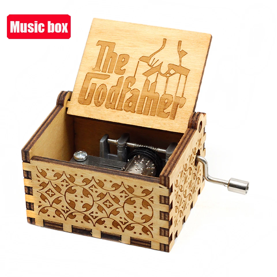 Hot !!! Antique carved Wooden Hand Crank Music Box figure Christmas Birthday Gift