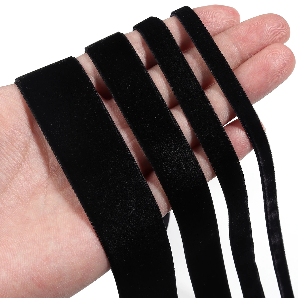 5-10yards/roll Velvet Ribbons Black Wine Red Color Single Face Flocking Webbing For DIY Christmas Crafts Wrapping Decoration