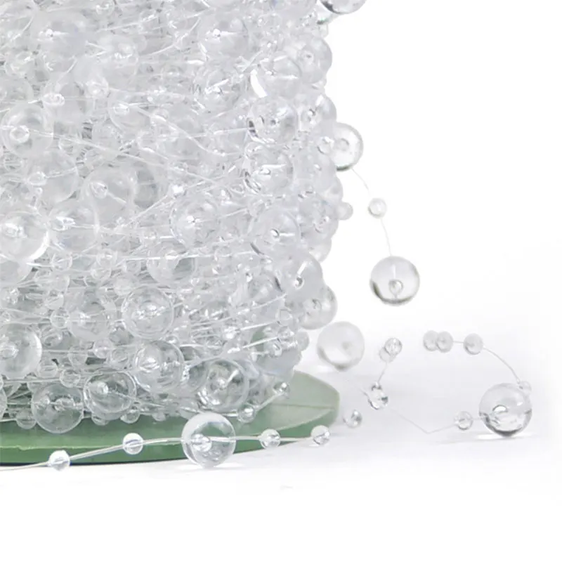 5/10yards 3-8mm Fishing Line Artificial Pearls String Beads Chain for Diy Christmas Tree Wreath Decoration Party Supplies
