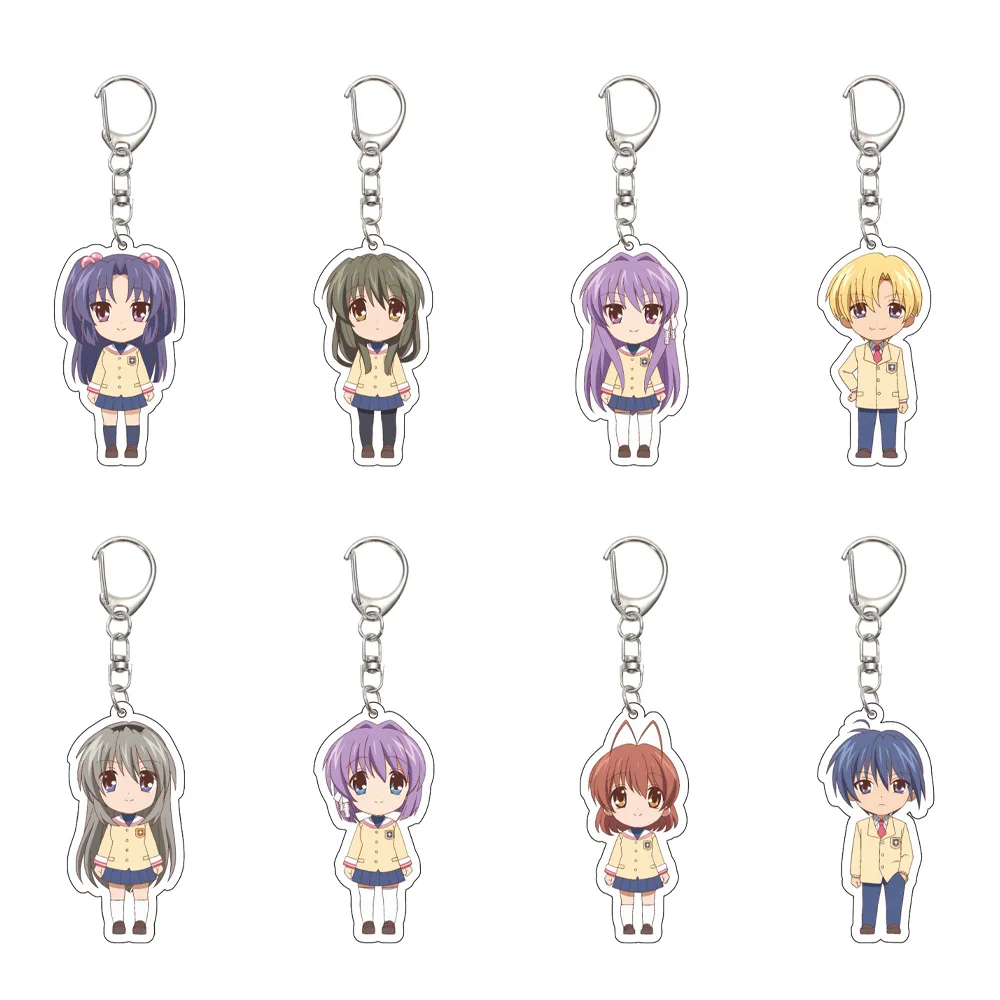 55MM Anime CLANNAD Keychain Okazaki Tomoya/Nagisa Furukawa/Okazaki Ushio Key Chain Acrylic Model Plate Christmas Gifts