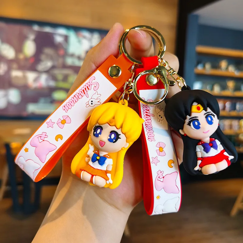 Anime Sailor Moon Keychain Cartoon Cute Cat Figures Keyring Mars Jupiter Mercury Backpack Car Key Chain Christmas Gifts