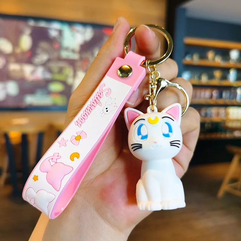 Anime Sailor Moon Keychain Cartoon Cute Cat Figures Keyring Mars Jupiter Mercury Backpack Car Key Chain Christmas Gifts
