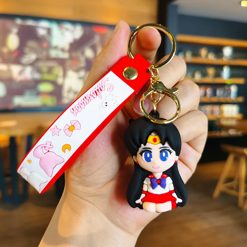 Anime Sailor Moon Keychain Cartoon Cute Cat Figures Keyring Mars Jupiter Mercury Backpack Car Key Chain Christmas Gifts