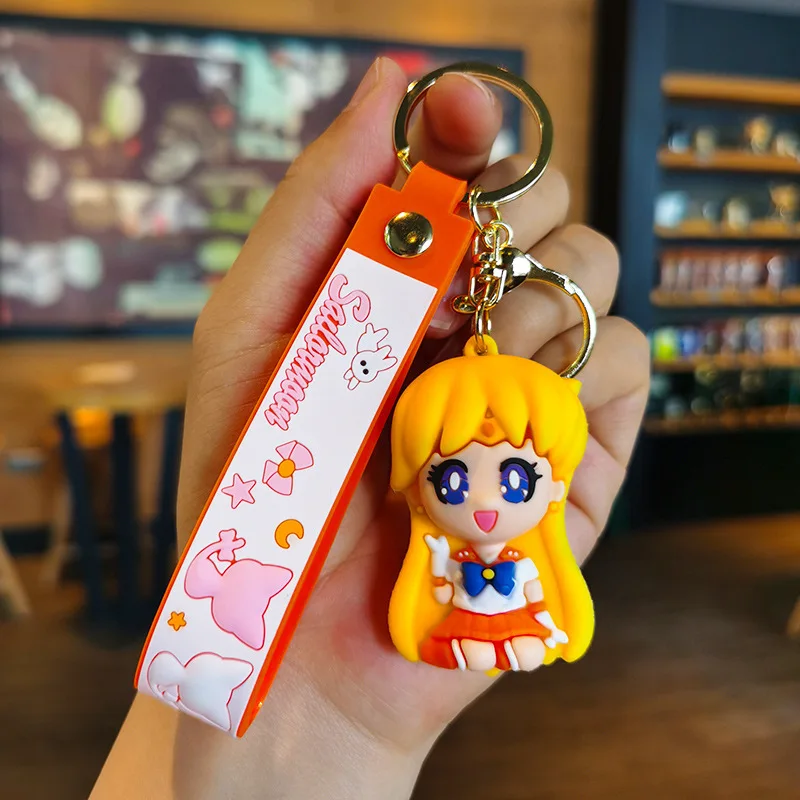 Anime Sailor Moon Keychain Cartoon Cute Cat Figures Keyring Mars Jupiter Mercury Backpack Car Key Chain Christmas Gifts