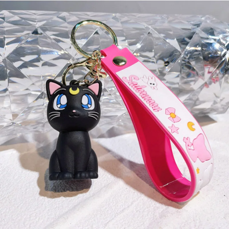 Anime Sailor Moon Keychain Cartoon Cute Cat Figures Keyring Mars Jupiter Mercury Backpack Car Key Chain Christmas Gifts
