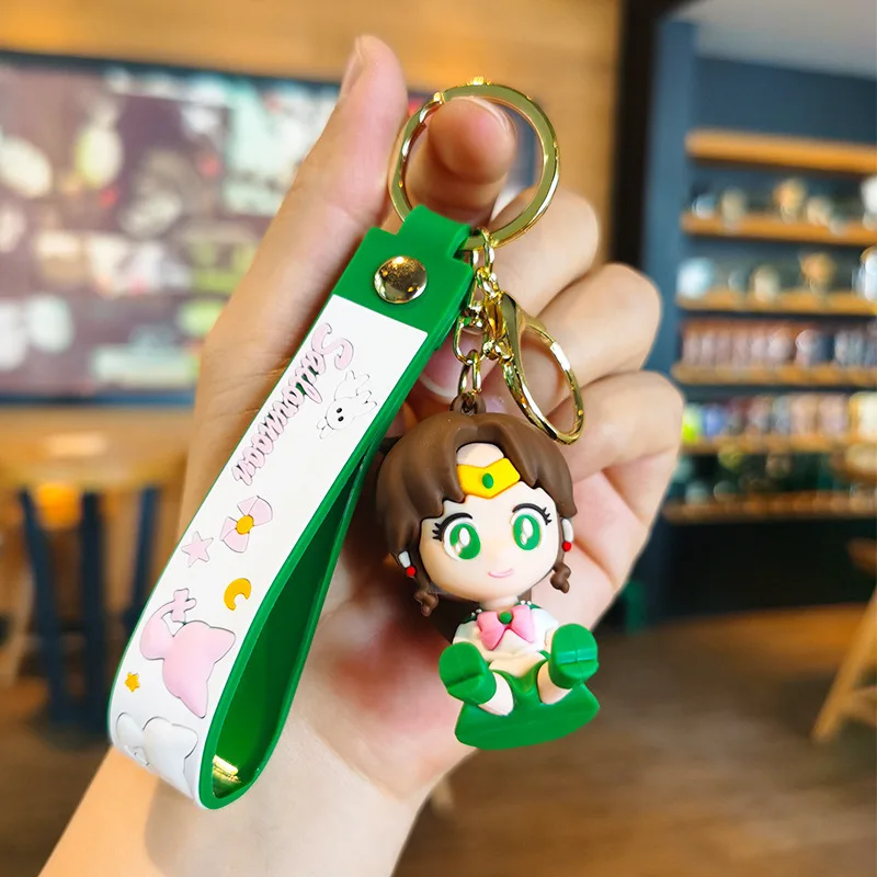 Anime Sailor Moon Keychain Cartoon Cute Cat Figures Keyring Mars Jupiter Mercury Backpack Car Key Chain Christmas Gifts