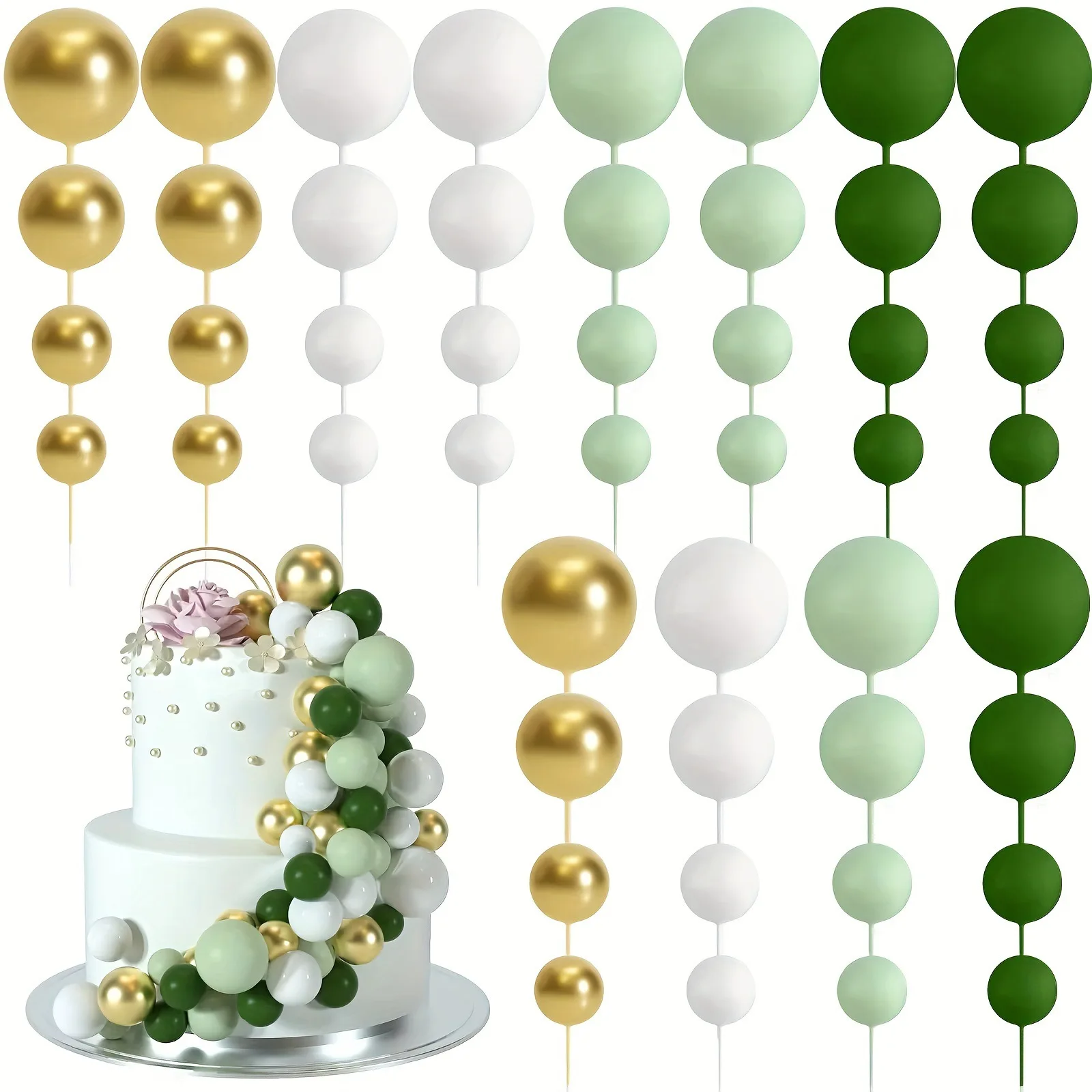 10 Pcs Colour Ball Happy Birthday Cake Topper 3CM Frosted Balls Kids Christmas Party Gift Cake Topper Wedding Dessert Decoration