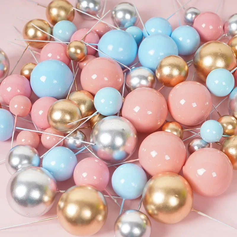 10 Pcs Colour Ball Happy Birthday Cake Topper 3CM Frosted Balls Kids Christmas Party Gift Cake Topper Wedding Dessert Decoration