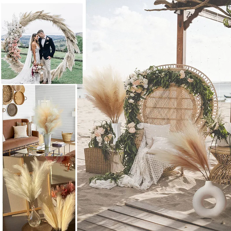 Large Artificial Pampas Grass 97cm Fake Pampas Floral 3/6 Branches Boho Farmhouse Room Wedding Decor Christmas Autumn Decoration