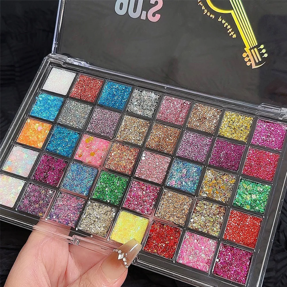 40 Colors Glitter Palette Face Glitter for Women Sparkling Eye Hair Body Paint Glitter Gel for Halloween Christmas