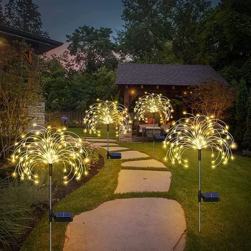 Solar Firework Fairy Lights 60 LED Outdoor Garden Decoration 8 Flashing Modes Lawn Pathway Lights Patio Party Christmas Wedding