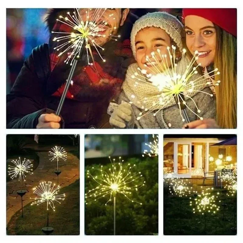 Solar Firework Fairy Lights 60 LED Outdoor Garden Decoration 8 Flashing Modes Lawn Pathway Lights Patio Party Christmas Wedding