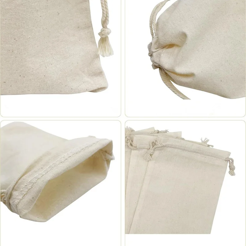 10/20/50 Pcs Dustproof Cotton Storage Bags Gift Fabric Package Plain Drawstring Pouches for Christmas Wedding Party Favors