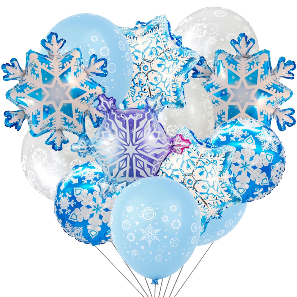 Snowflake Foil Mylar Balloon for Frozen Snow Princess Theme Birthday Party Decoration Christmas Winter Wonderland Party Supplies