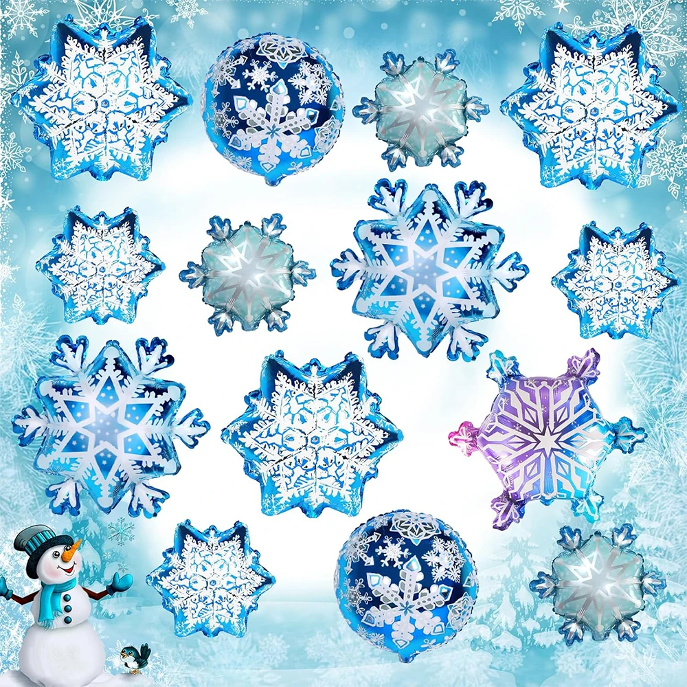 Snowflake Foil Mylar Balloon for Frozen Snow Princess Theme Birthday Party Decoration Christmas Winter Wonderland Party Supplies