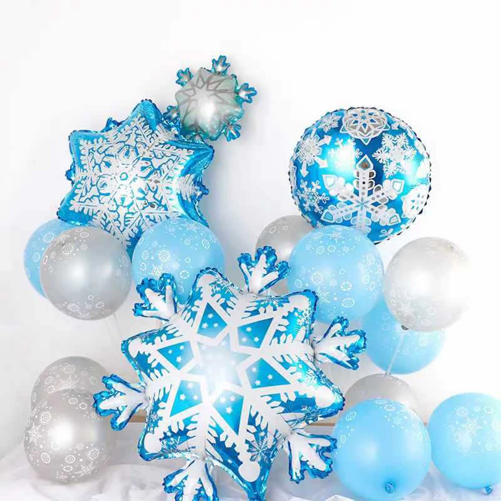 Snowflake Foil Mylar Balloon for Frozen Snow Princess Theme Birthday Party Decoration Christmas Winter Wonderland Party Supplies