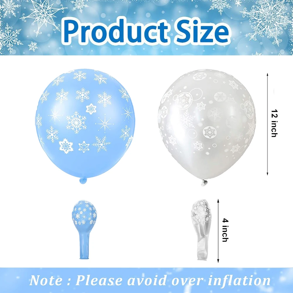 Snowflake Foil Mylar Balloon for Frozen Snow Princess Theme Birthday Party Decoration Christmas Winter Wonderland Party Supplies