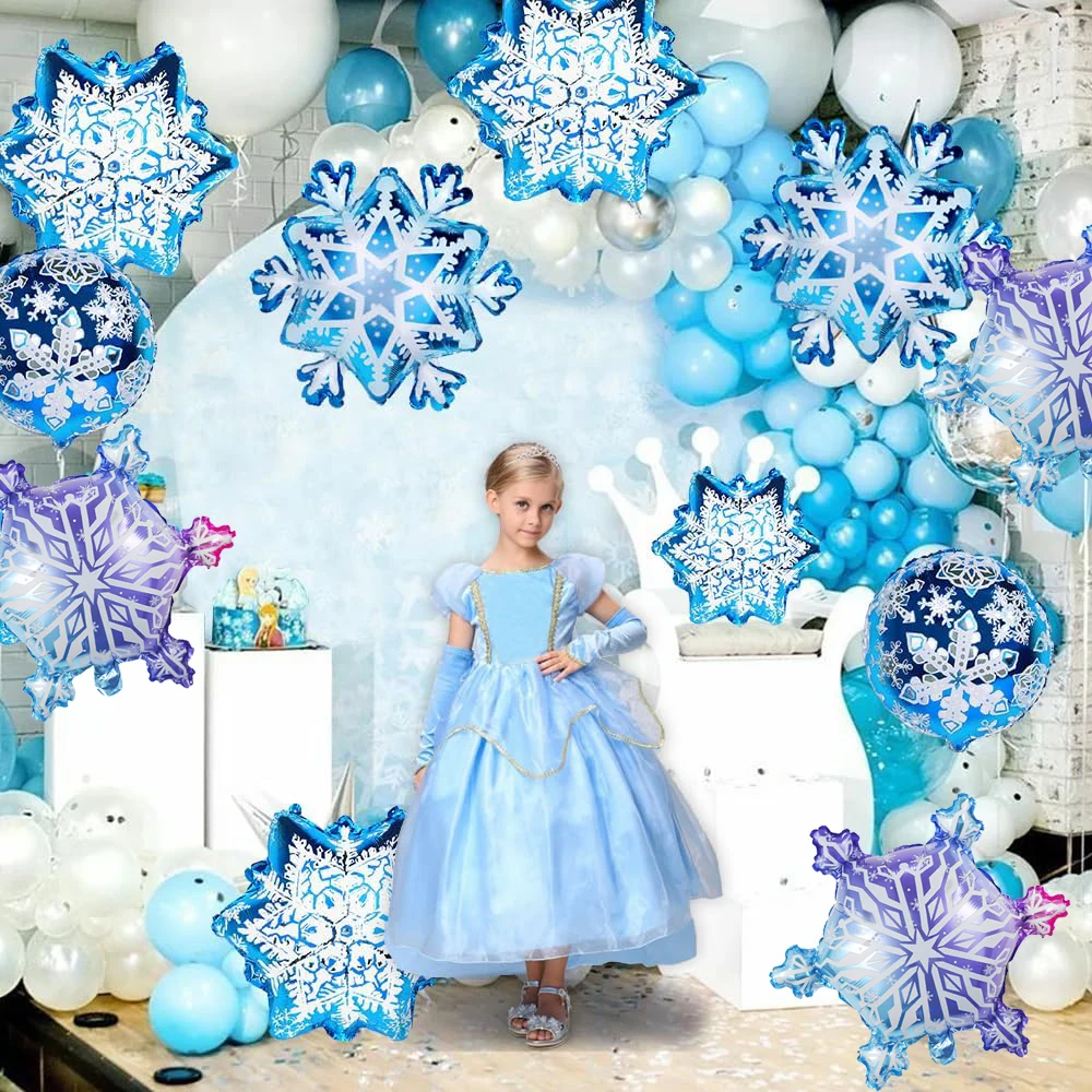 Snowflake Foil Mylar Balloon for Frozen Snow Princess Theme Birthday Party Decoration Christmas Winter Wonderland Party Supplies