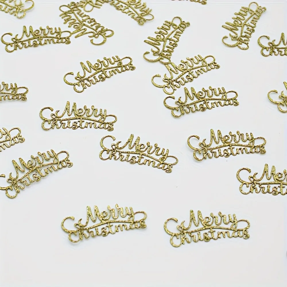 100pcs/Set Golden Glitter Merry Christmas Table Confetti Scatter for Xmas Christmas Holiday Party Favor Decorations Supplies