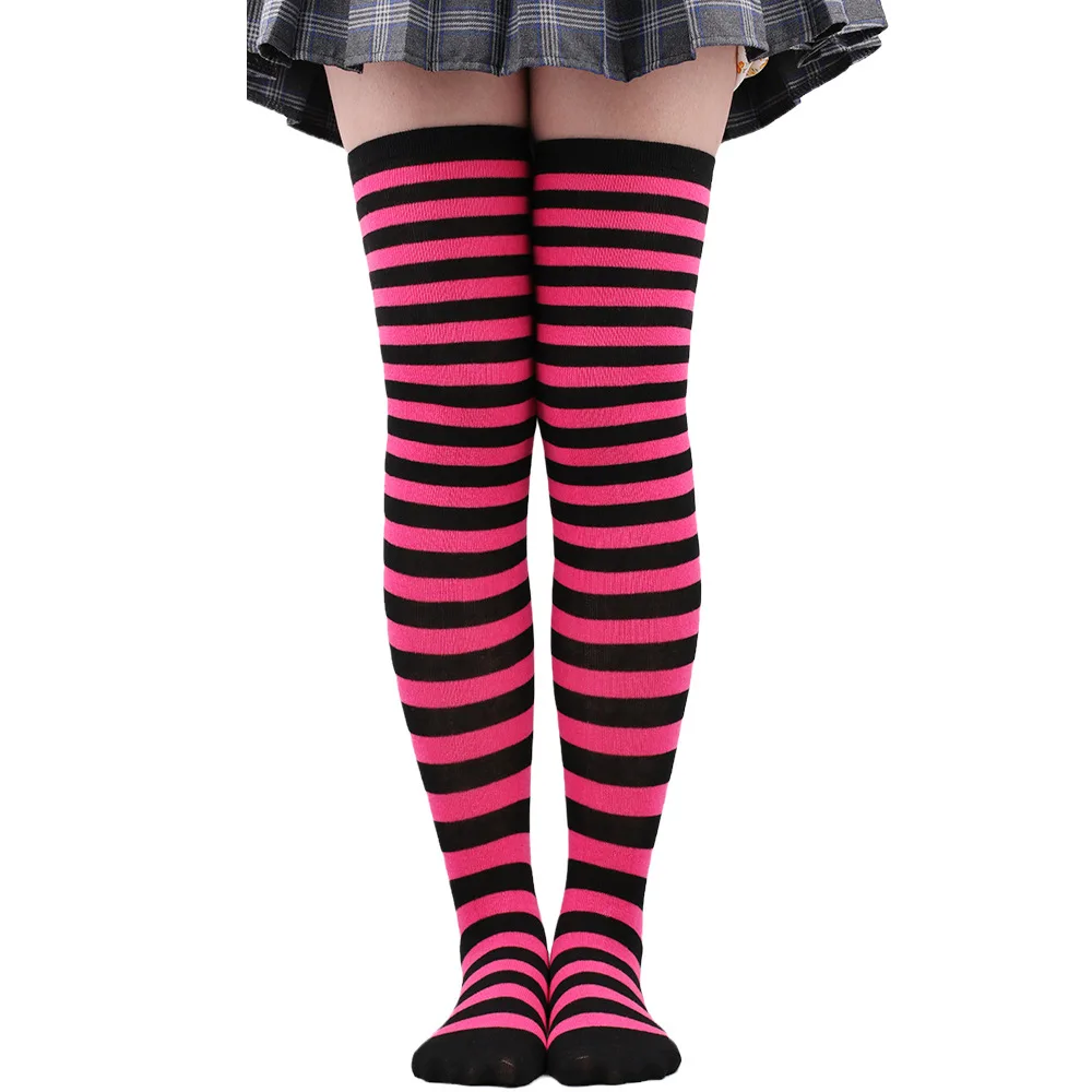 Striped Long Socks Women Over Knee High Stockings Christmas Halloween Cosplay Anime Performance Party Pinstripe Socks Gifts New