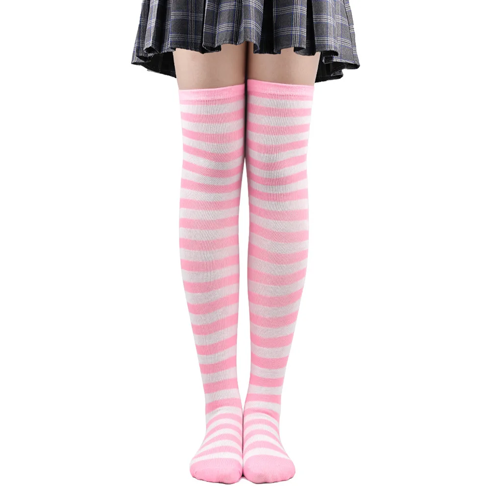 Striped Long Socks Women Over Knee High Stockings Christmas Halloween Cosplay Anime Performance Party Pinstripe Socks Gifts New