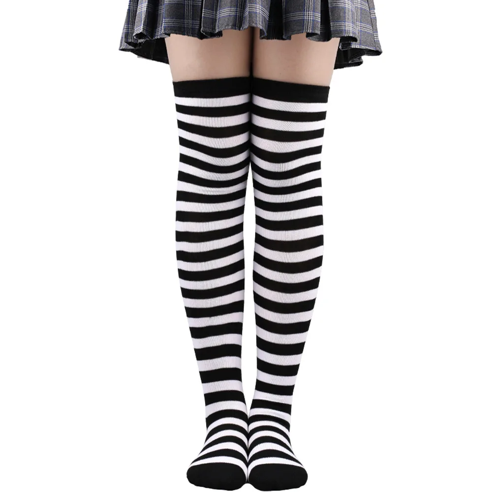 Striped Long Socks Women Over Knee High Stockings Christmas Halloween Cosplay Anime Performance Party Pinstripe Socks Gifts New
