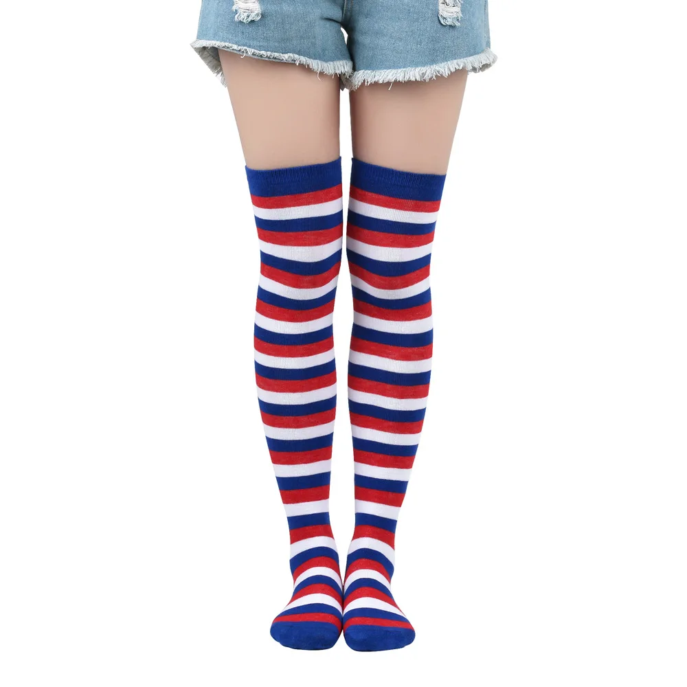 Striped Long Socks Women Over Knee High Stockings Christmas Halloween Cosplay Anime Performance Party Pinstripe Socks Gifts New