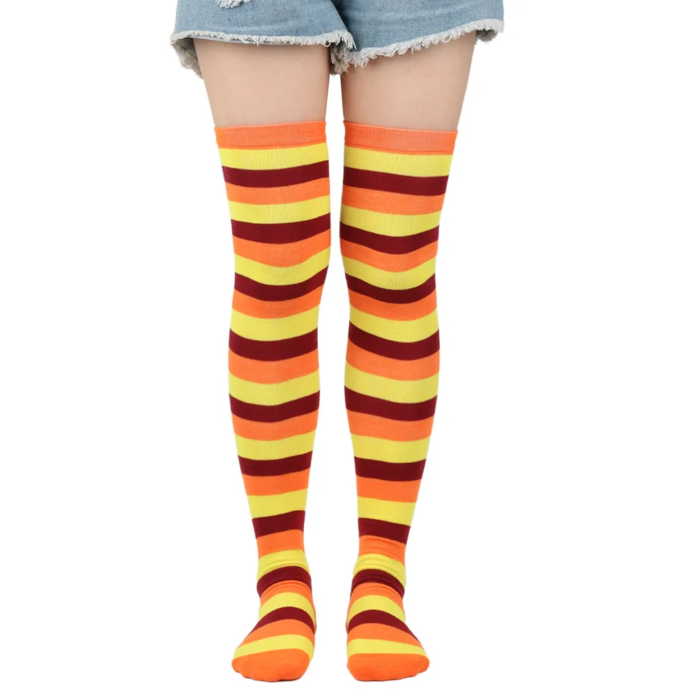 Striped Long Socks Women Over Knee High Stockings Christmas Halloween Cosplay Anime Performance Party Pinstripe Socks Gifts New