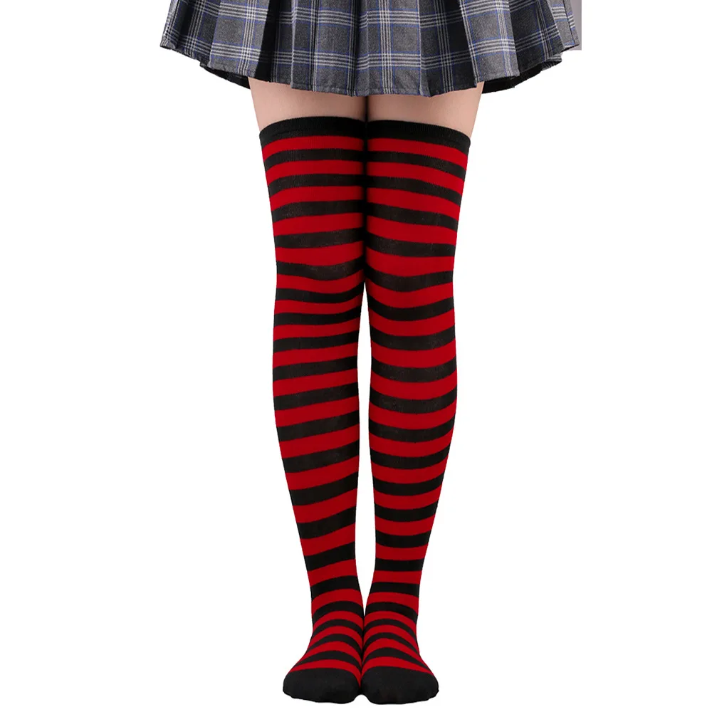 Striped Long Socks Women Over Knee High Stockings Christmas Halloween Cosplay Anime Performance Party Pinstripe Socks Gifts New