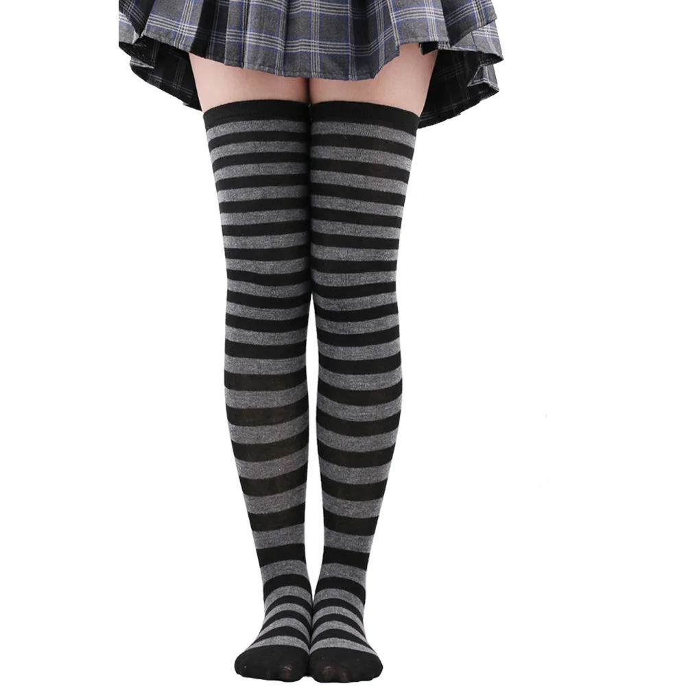 Striped Long Socks Women Over Knee High Stockings Christmas Halloween Cosplay Anime Performance Party Pinstripe Socks Gifts New