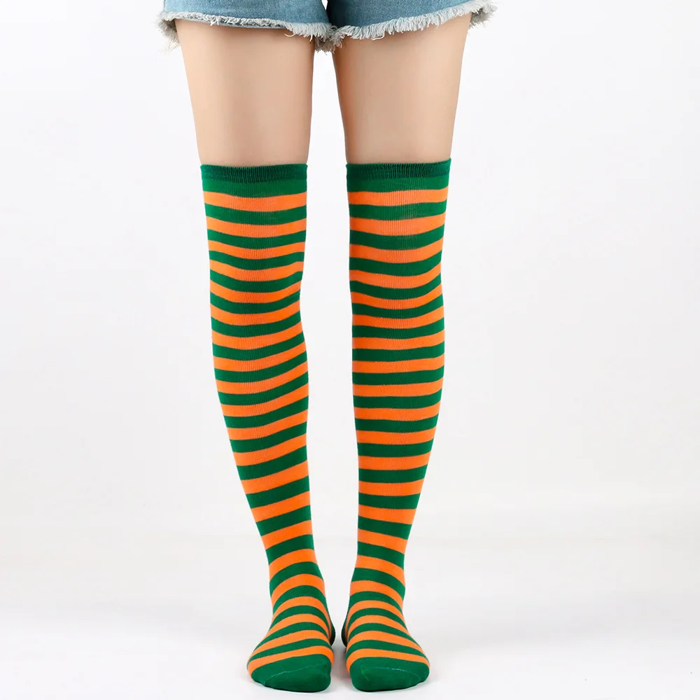 Striped Long Socks Women Over Knee High Stockings Christmas Halloween Cosplay Anime Performance Party Pinstripe Socks Gifts New