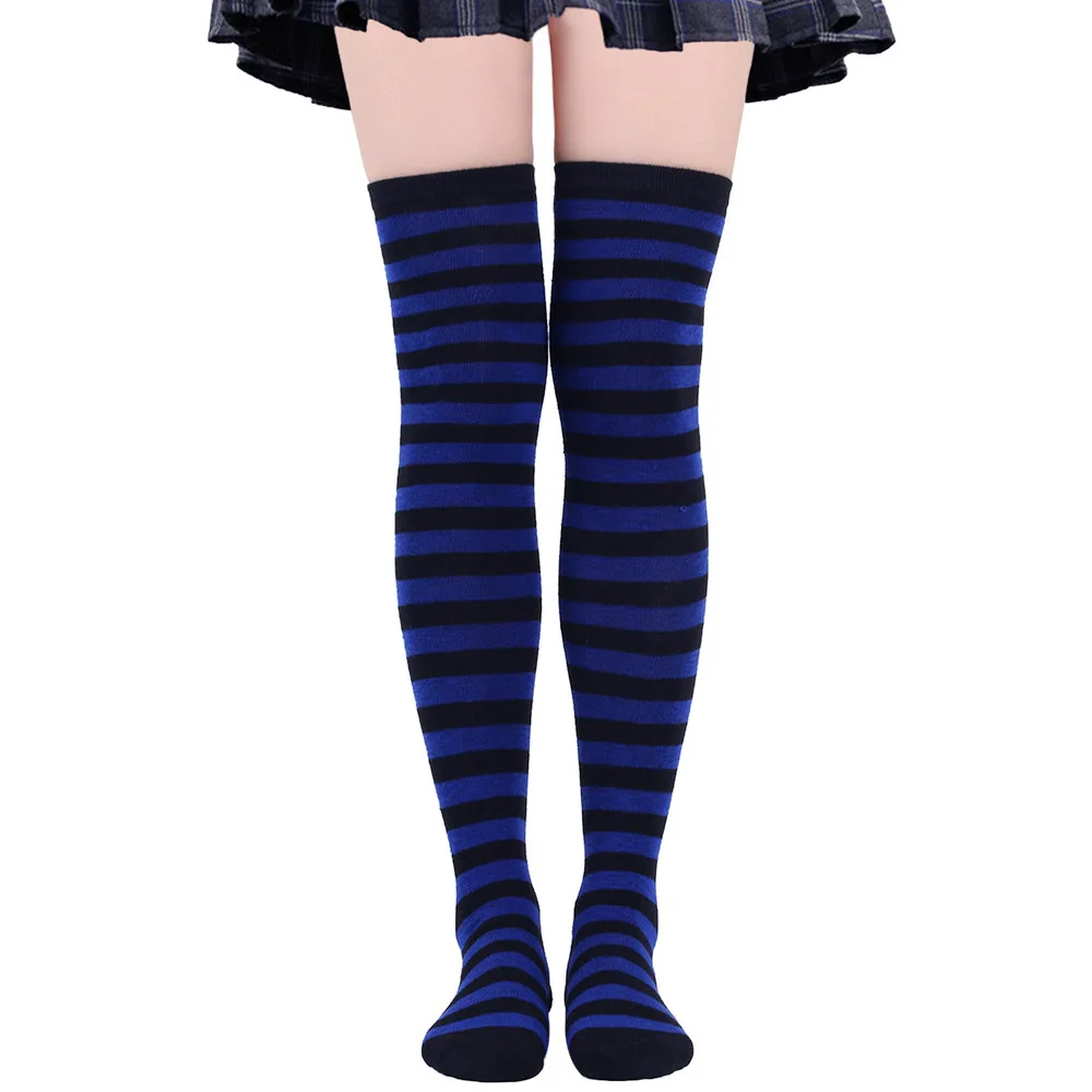 Striped Long Socks Women Over Knee High Stockings Christmas Halloween Cosplay Anime Performance Party Pinstripe Socks Gifts New