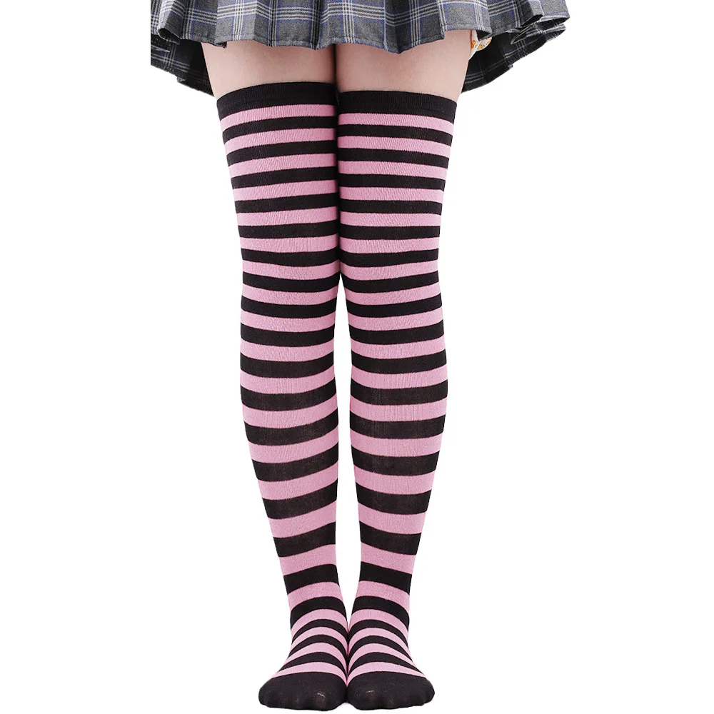Striped Long Socks Women Over Knee High Stockings Christmas Halloween Cosplay Anime Performance Party Pinstripe Socks Gifts New