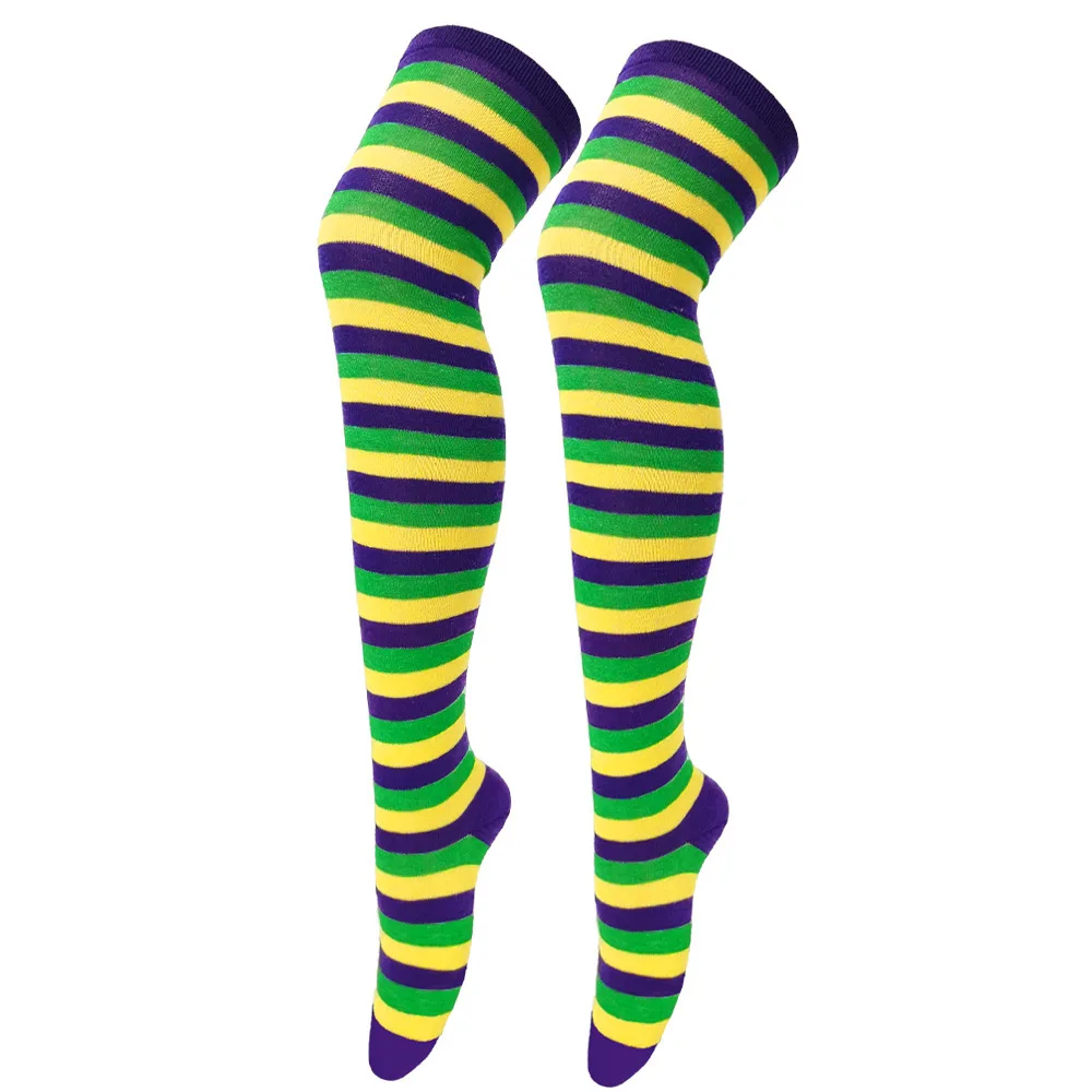 Striped Long Socks Women Over Knee High Stockings Christmas Halloween Cosplay Anime Performance Party Pinstripe Socks Gifts New