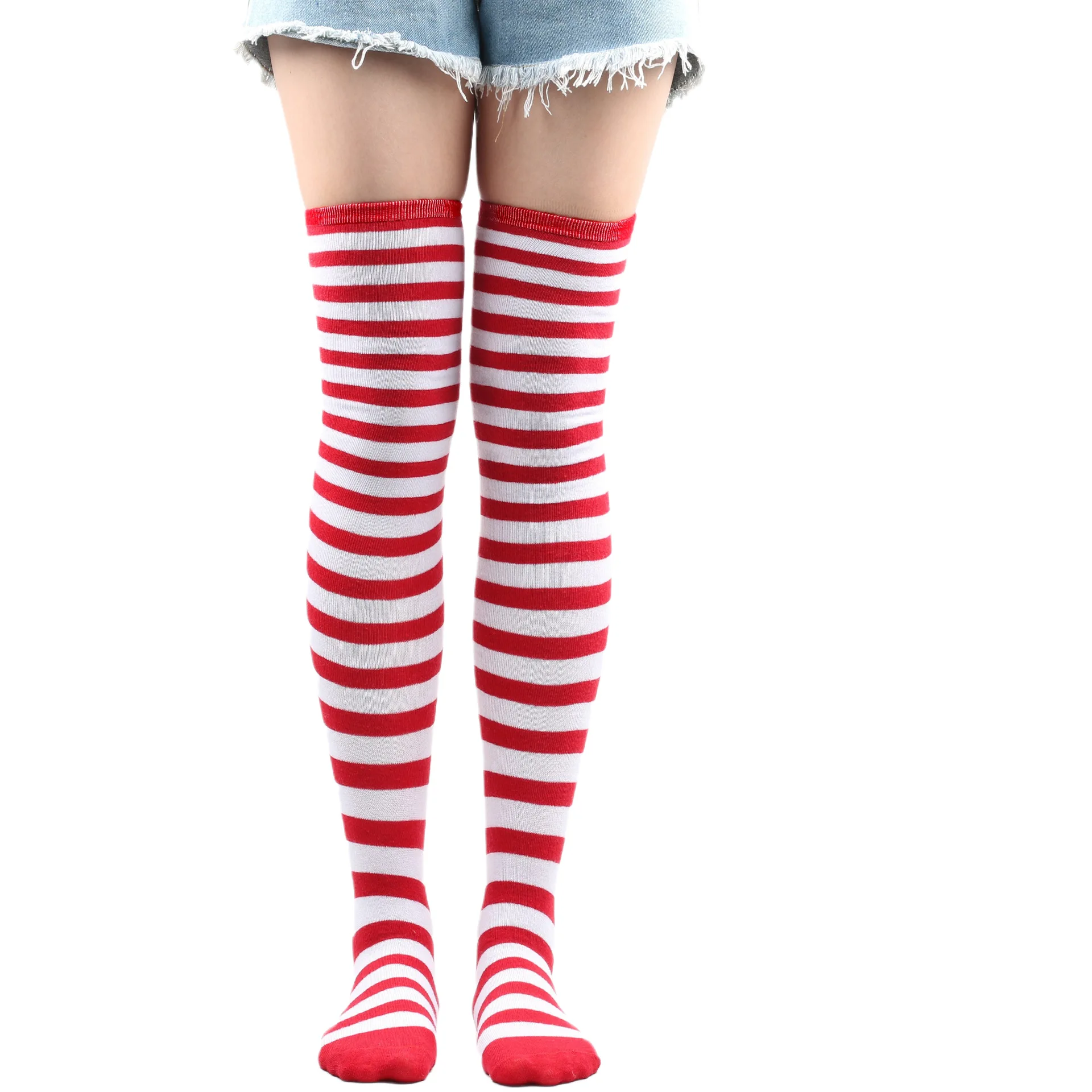Striped Long Socks Women Over Knee High Stockings Christmas Halloween Cosplay Anime Performance Party Pinstripe Socks Gifts New