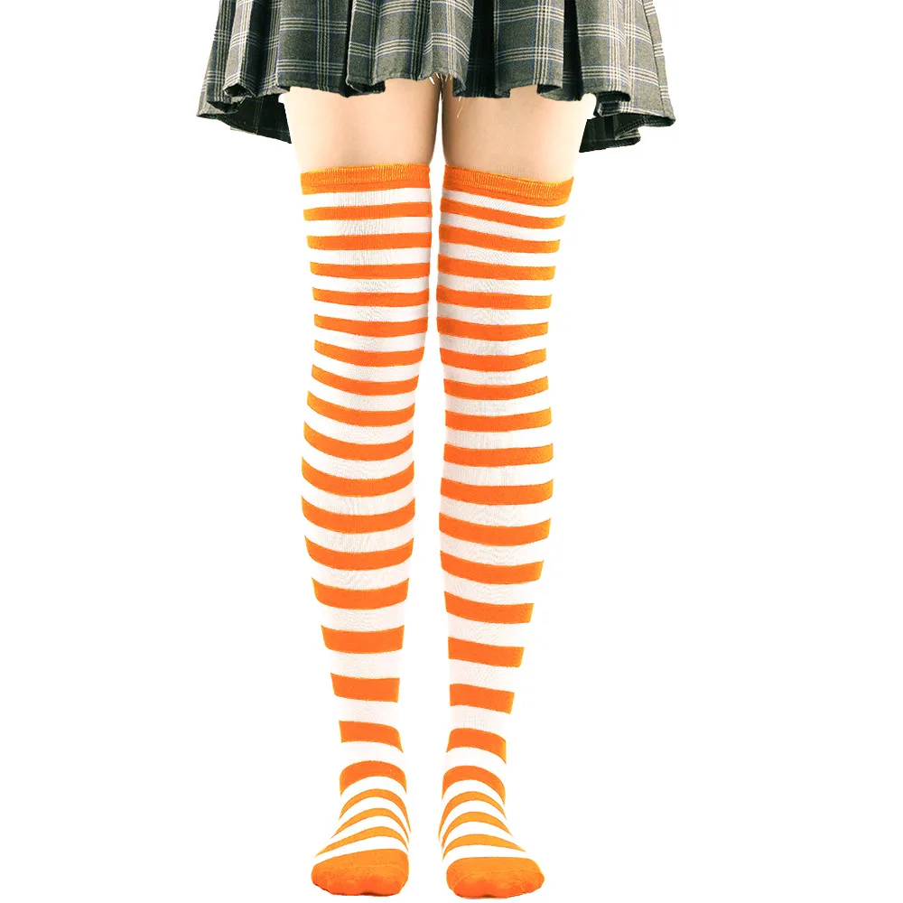 Striped Long Socks Women Over Knee High Stockings Christmas Halloween Cosplay Anime Performance Party Pinstripe Socks Gifts New