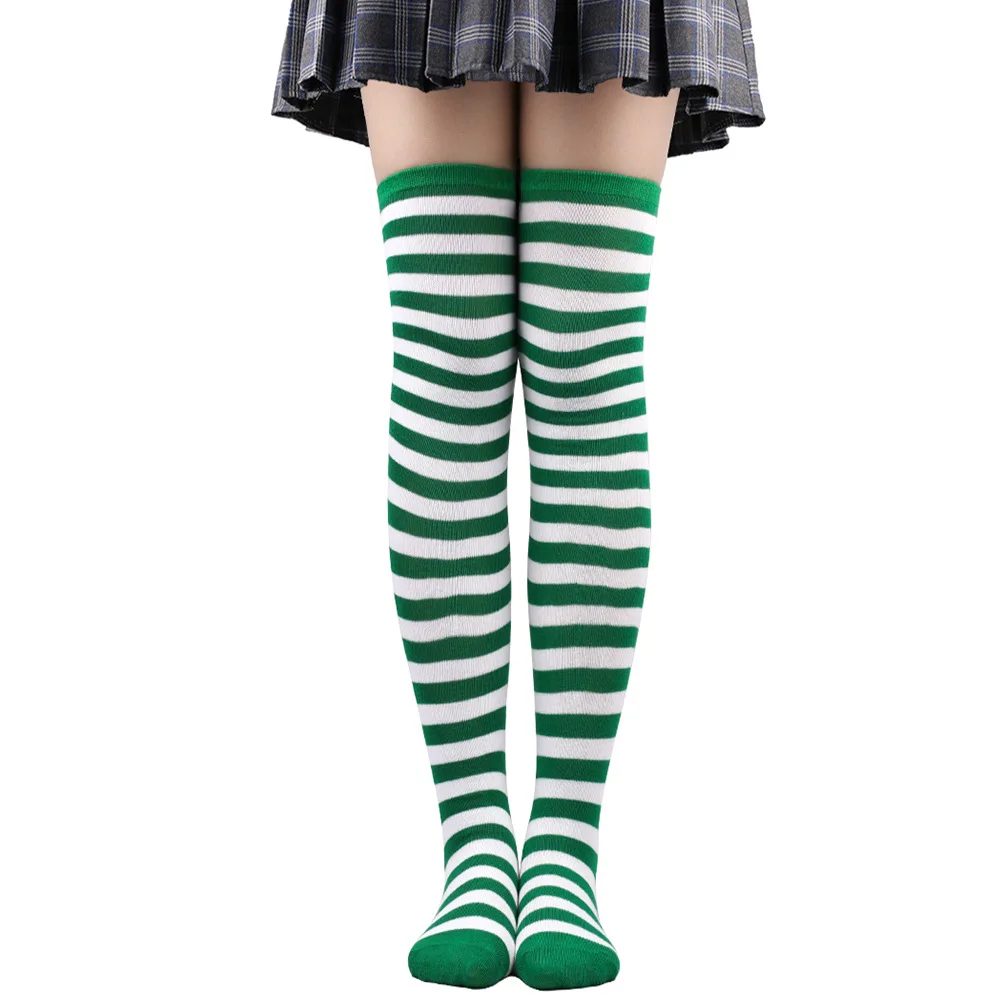 Striped Long Socks Women Over Knee High Stockings Christmas Halloween Cosplay Anime Performance Party Pinstripe Socks Gifts New