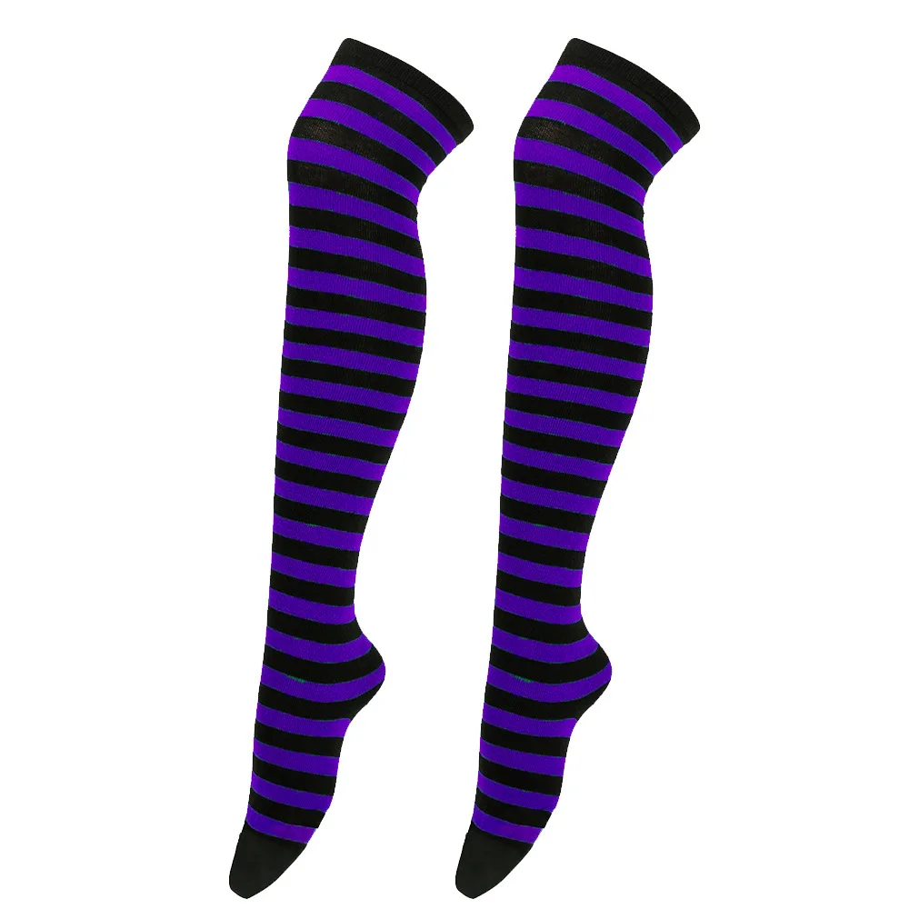 Striped Long Socks Women Over Knee High Stockings Christmas Halloween Cosplay Anime Performance Party Pinstripe Socks Gifts New