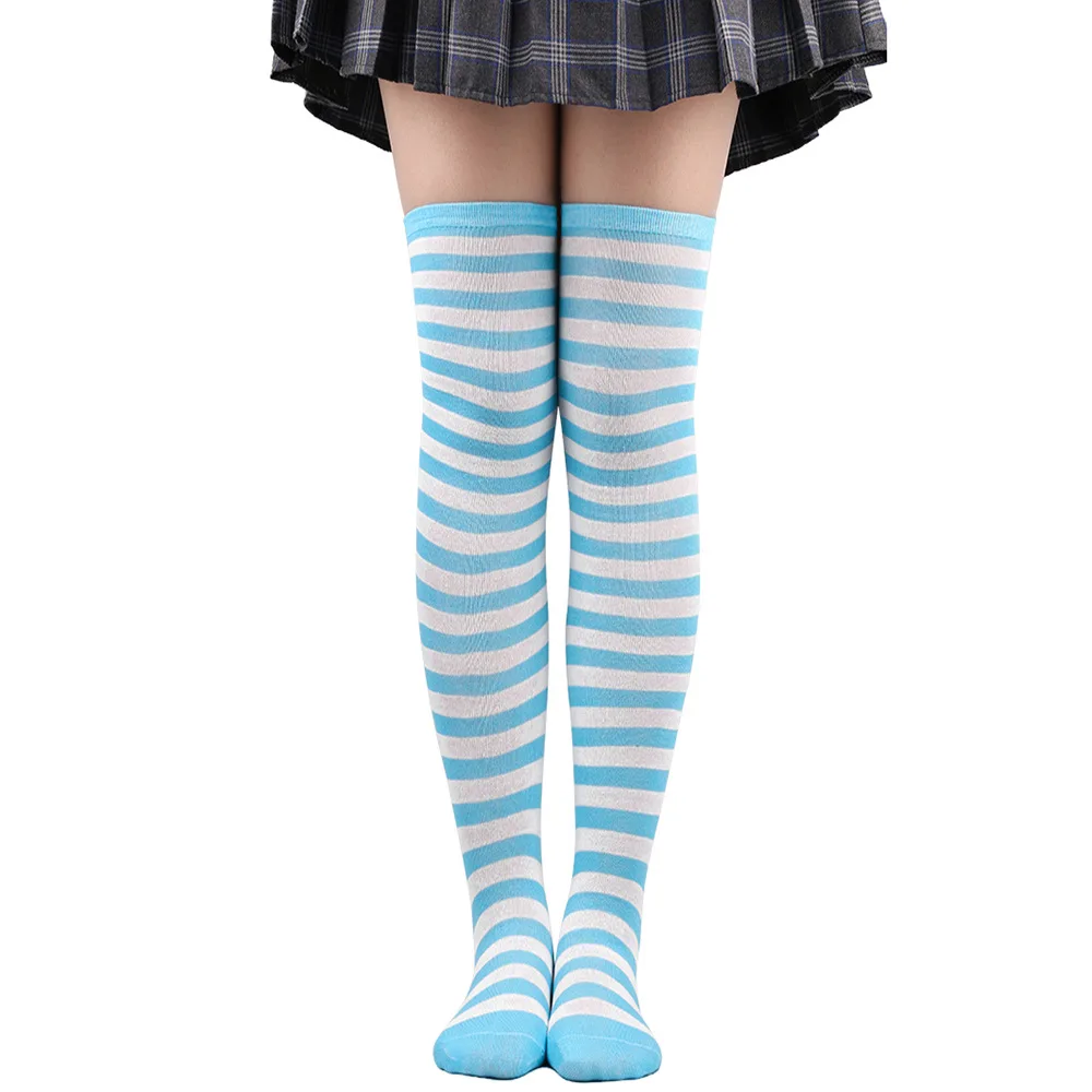 Striped Long Socks Women Over Knee High Stockings Christmas Halloween Cosplay Anime Performance Party Pinstripe Socks Gifts New